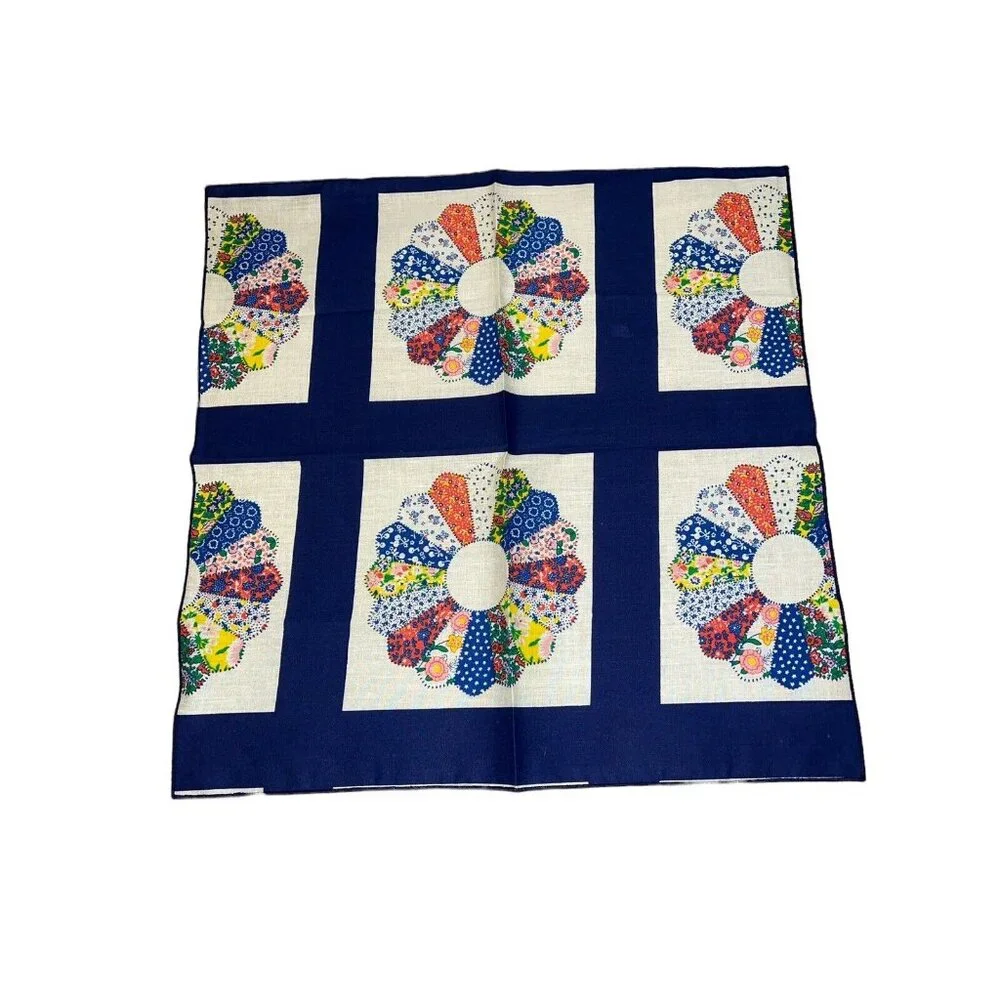 Dresden Plate Quilt Colorful Bandana Napkins 6 HM Farmhouse Chic Cottagecore